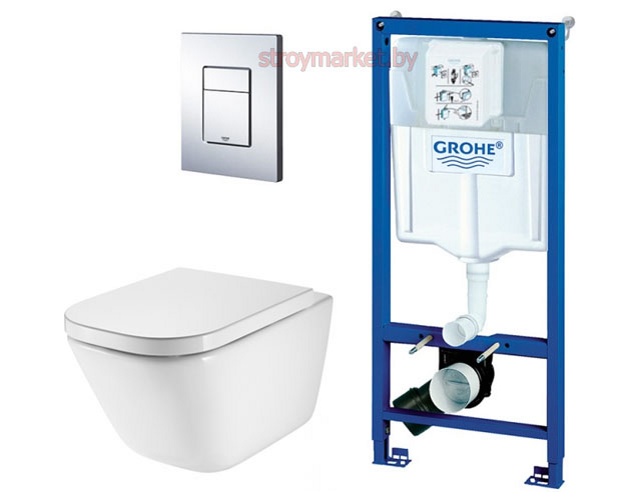 Инсталляция для унитаза GROHE Rapid SL 38772001 с унитазом ROCA Gap Clean Rim и кнопкой - фото1 Инсталляция для унитаза GROHE Rapid SL 38772001 с унитазом ROCA Gap Clean Rim и кнопкой - фото1