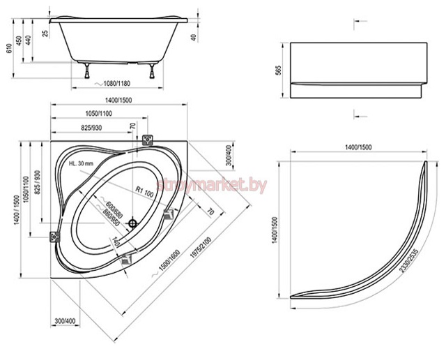 Ванна акриловая угловая RAVAK New Day 140x140 C651000000 - фото2 Ванна акриловая угловая RAVAK New Day 140x140 C651000000 - фото2