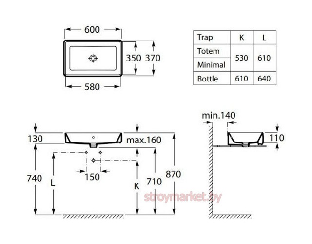 Умывальник ROCA Gap Square 60x37 3270Y2000 на столешницу - фото2 Умывальник ROCA Gap Square 60x37 3270Y2000 на столешницу - фото2
