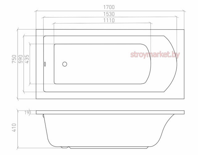 Ванна акриловая прямоугольная BONITO HOME Aventura Slim 170x75 BH-AV-901-170-75 Slim/St - фото2 Ванна акриловая прямоугольная BONITO HOME Aventura Slim 170x75 BH-AV-901-170-75 Slim/St - фото2