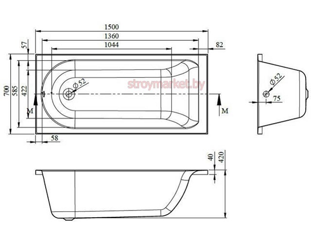 Ванна акриловая прямоугольная BONITO HOME Bora 150x70 BH-BO-801-150/St - фото2 Ванна акриловая прямоугольная BONITO HOME Bora 150x70 BH-BO-801-150/St - фото2