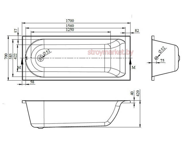 Ванна акриловая прямоугольная BONITO HOME Bora 170x70 BH-BO-801-170/St - фото2 Ванна акриловая прямоугольная BONITO HOME Bora 170x70 BH-BO-801-170/St - фото2