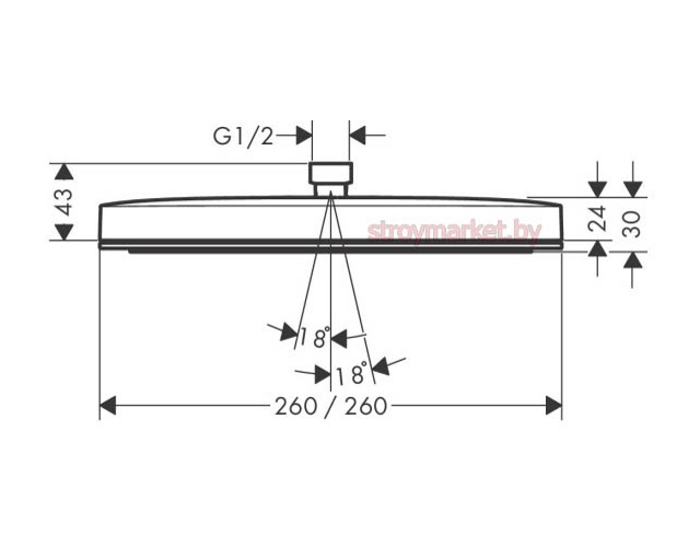 Верхний душ HANSGROHE Pulsify E 260 1jet 24330000 с держателем - фото2 Верхний душ HANSGROHE Pulsify E 260 1jet 24330000 с держателем - фото2